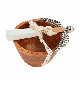 Mudpie Wooden Sea Turtle Bowl and Spreader