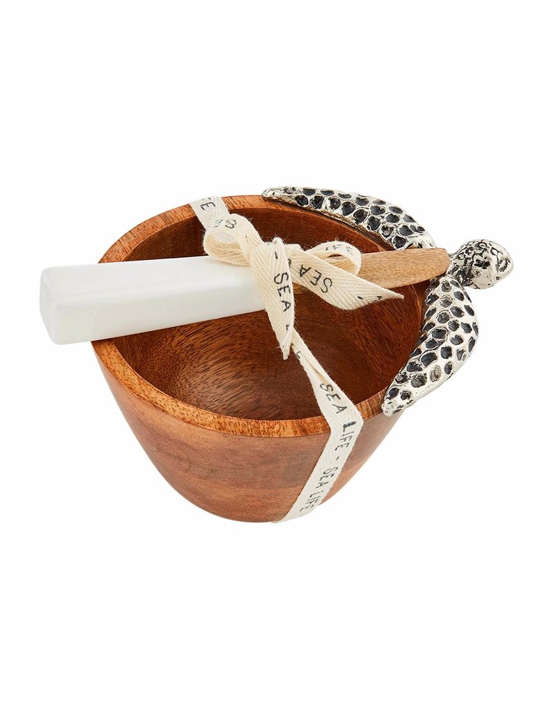 Mudpie Wooden Sea Turtle Bowl and Spreader