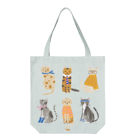 Now Designs Bag/Tote, Feline Fine Cats, pale blue