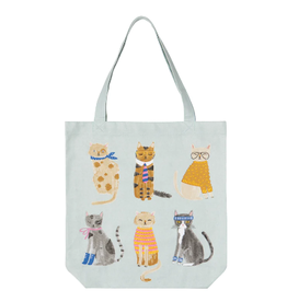 Now Designs Tote Bag, Feline Fine Cats, pale blue