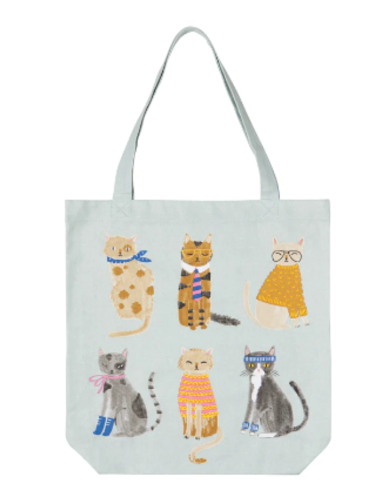 Now Designs Tote Bag, Feline Fine Cats, pale blue