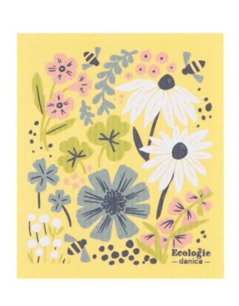 Now Designs Swedish Dish Cloth Bees & Blossoms, YELLOW now