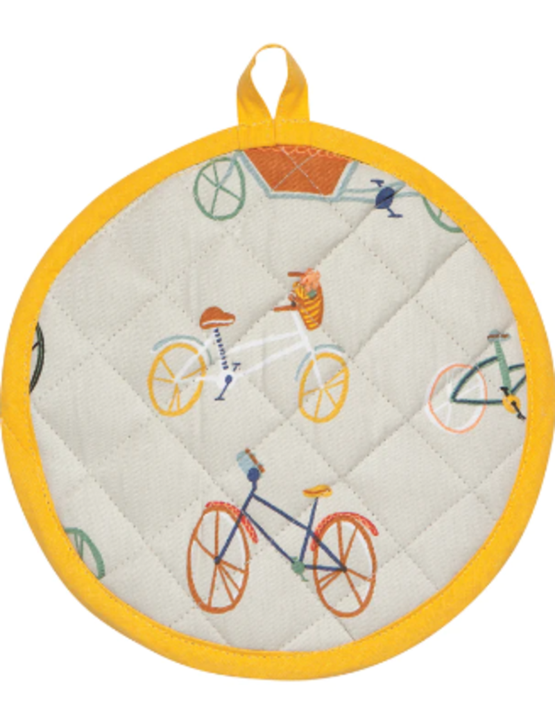 Now Designs Potholder, Ride On Bikes, round disc