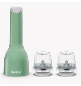 FinaMill Sage Battery-Operated Salt, Pepper & Spice Grinder/Mill, With 2 Pods, Sage Green