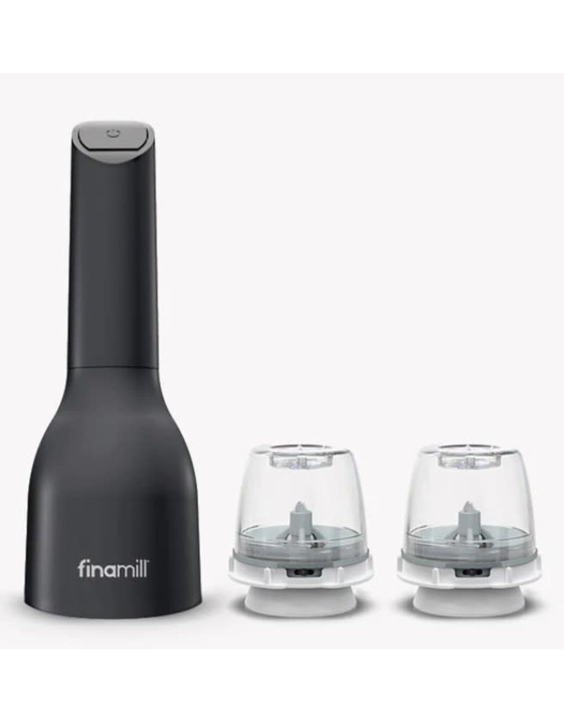 FinaMill Black Battery-Operated Salt, Pepper & Spice Grinder/Mill, With 2 Pods, Midnight Black