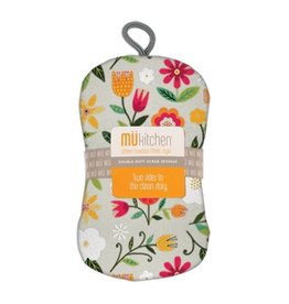 MU Kitchen Single Scrub Sponge, Retro Floral