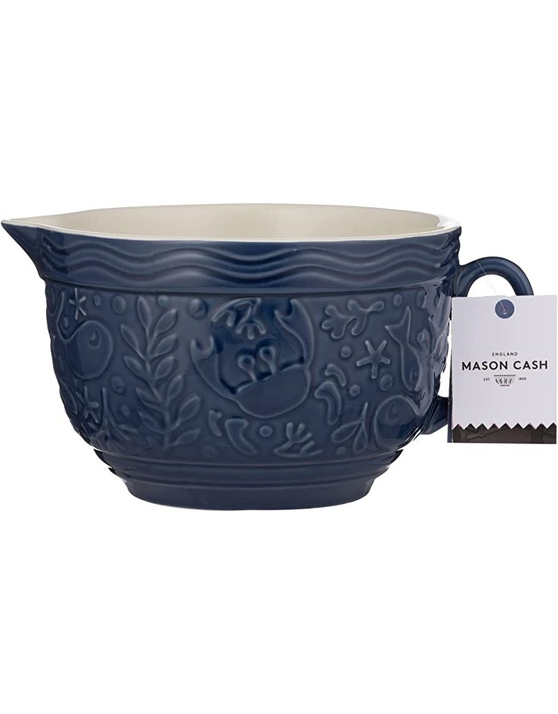 Mason Cash Ceramic Batter Bowl, *COASTAL crab* navy blue-micr and dish safe*