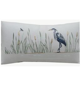 Blue Heron Pillow - Indoor Cotton Lumbar, 14x24
