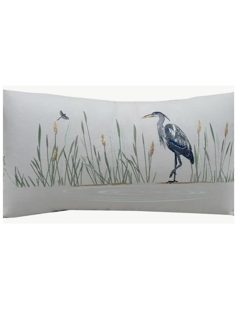 Blue Heron Pillow - Indoor Cotton Lumbar, 14x24