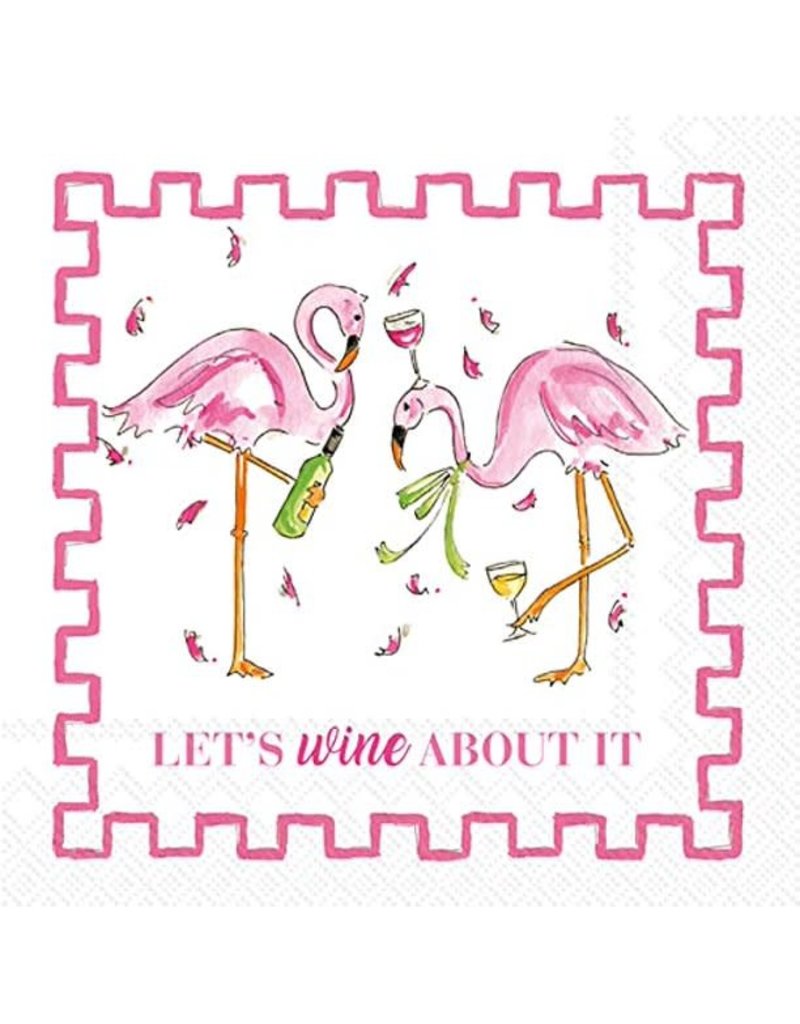 Boston International Cocktail Napkins, Flamingo Wine About It, 20x