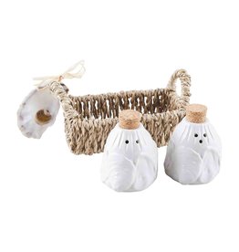 Mudpie Oyster Salt & Pepper in Seagrass Basket disc
