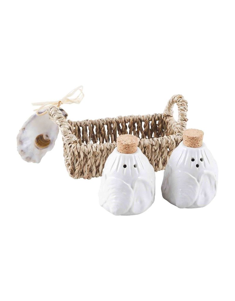 Mudpie Oyster Salt & Pepper in Seagrass Basket disc