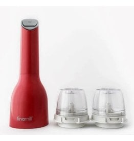 FinaMill Red Battery-Operated Salt, Pepper & Spice Grinder/Mill, With 2 Pods, Sangria Red