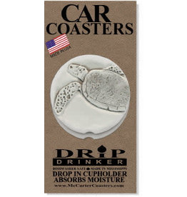 Hand-Crafted Absorbent Ceramic CAR Coasters, Sea Turtle, Set of 2