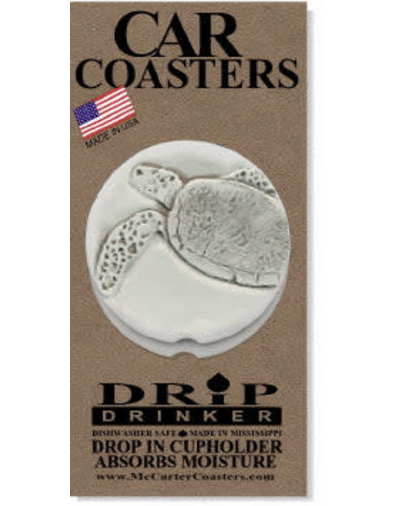 Hand-Crafted Absorbent Ceramic CAR Coasters, Sea Turtle, Set of 2