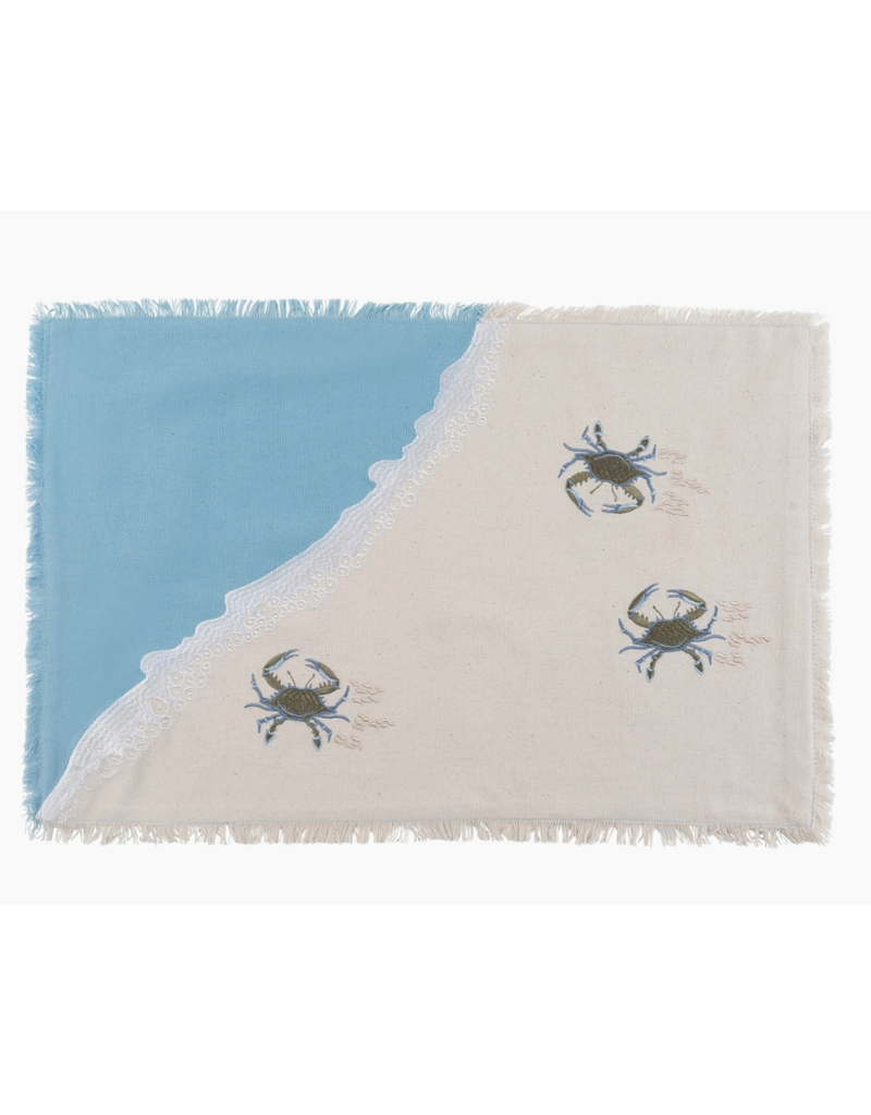 Rightside Design Embroidered CRAB on Beach Placemat