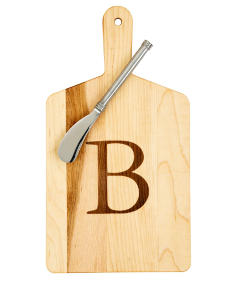 JK Adams Monogrammed Maple Cheese Board Gift Set with Spreader - ''B''*