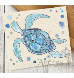 Swedish Dish Cloth, Blue Sea Turtle, avery