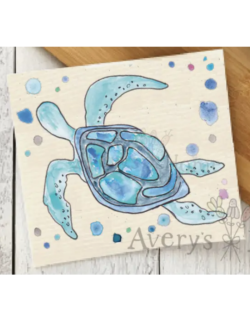 Swedish Dish Cloth, Blue Sea Turtle, avery