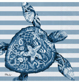 Boston International Cocktail Napkins, Sea Turtle, stripes 20x