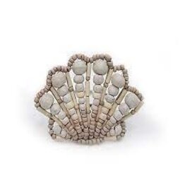 Rightside Design Scallop Shell Napkin Ring, wood beaded*