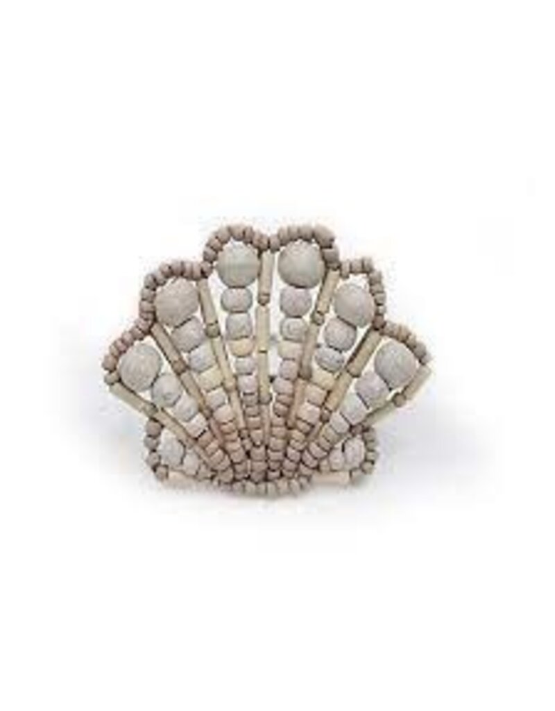 Rightside Design Scallop Shell Napkin Ring, wood beaded*
