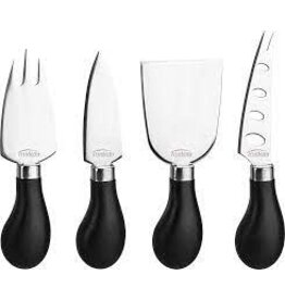 Trudeau Mini Cheese Knife Set of 4, black handle