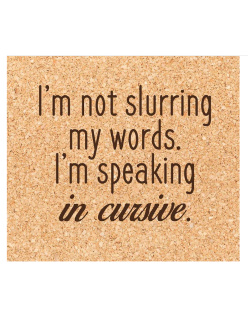 Ellembee Cork Coaster, Not Slurring Cursive