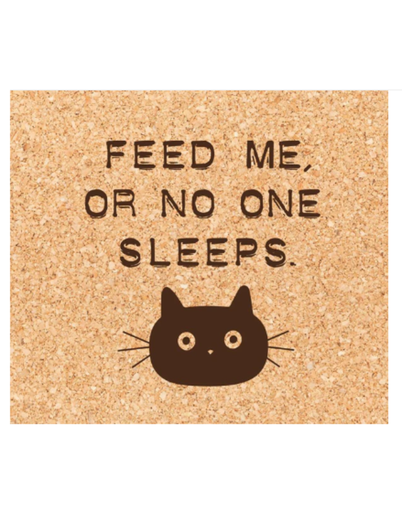 Ellembee Cork Coaster, Cat, Feed Me