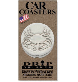 Hand-Crafted Absorbent Ceramic CAR Coaster, Crab, Set of 2