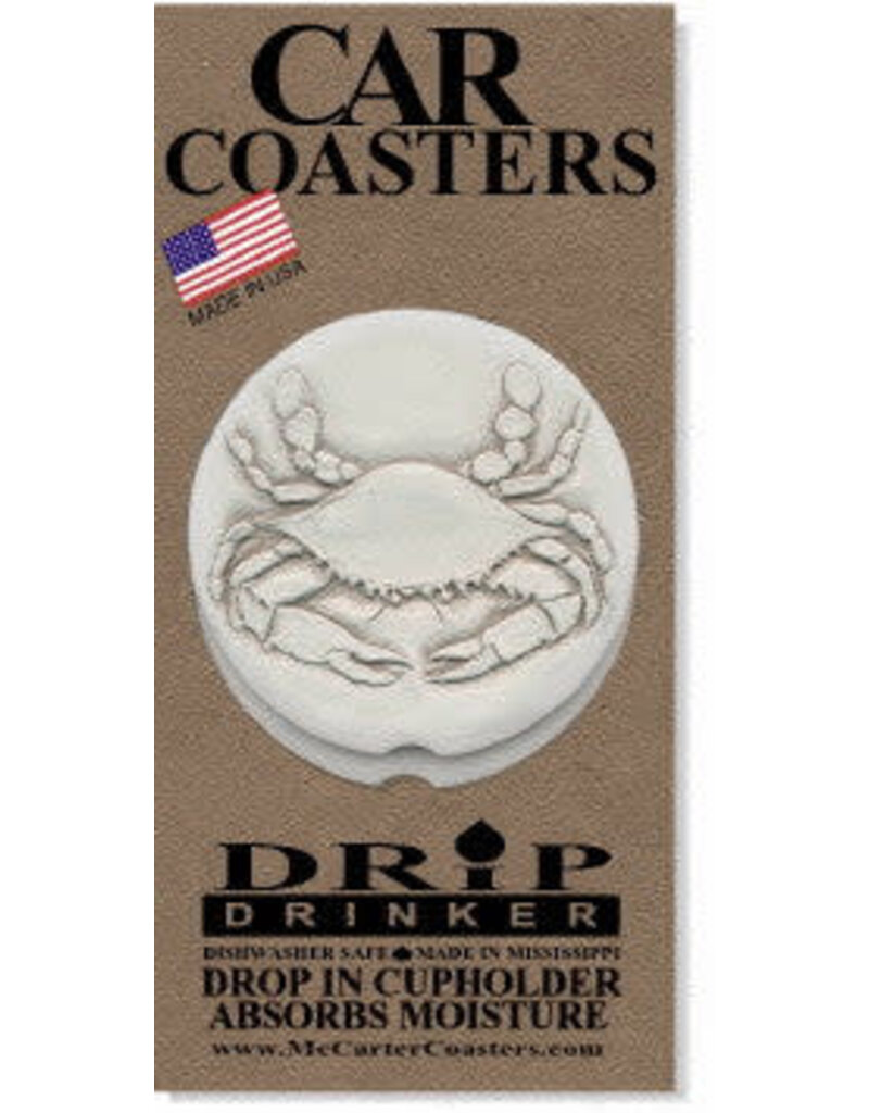 Hand-Crafted Absorbent Ceramic CAR Coaster, Crab, Set of 2