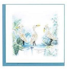 Quilling Card Greeting Card, Quill - Everyday, 3 White Herons, 6x6
