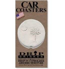 Hand-Crafted Absorbent Ceramic CAR Coaster, South Carolina Palmetto & Moon, Set of 2