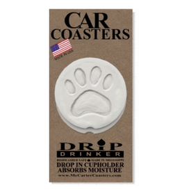 Hand-Crafted Absorbent Ceramic CAR Coaster, Dog Paw, Set of 2