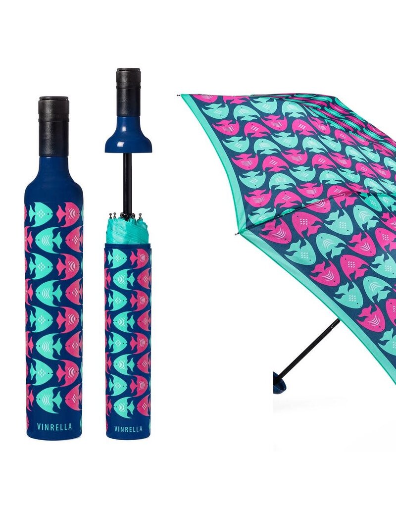 Vinrella Wine Bottle Umbrella - School Mates Fish disc