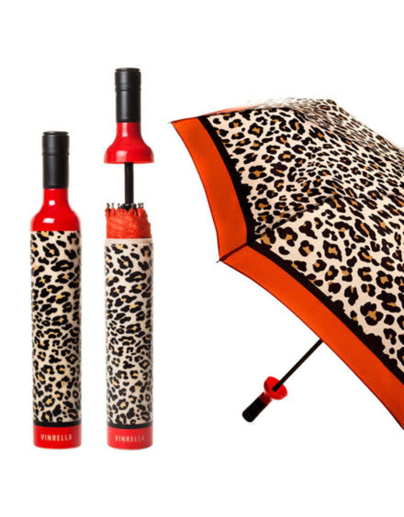 Vinrella Wine Bottle Umbrella - Leopard-red