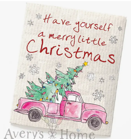 Holiday Swedish Dish Cloth, Red Truck Xmas