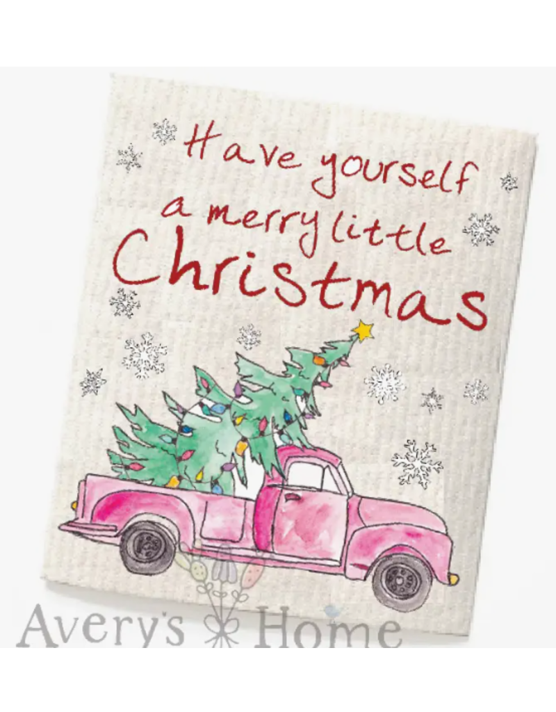 Holiday Swedish Dish Cloth, Red Truck Xmas