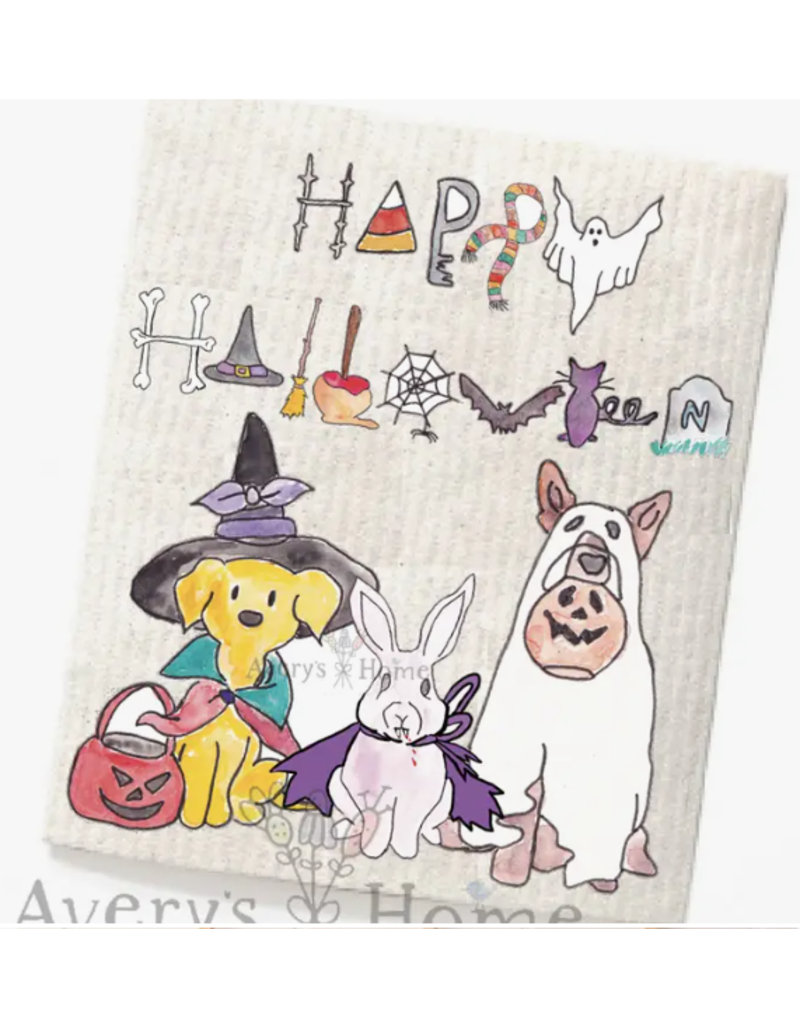 Halloween Swedish Dish Cloth, Dogs Trick or Treat