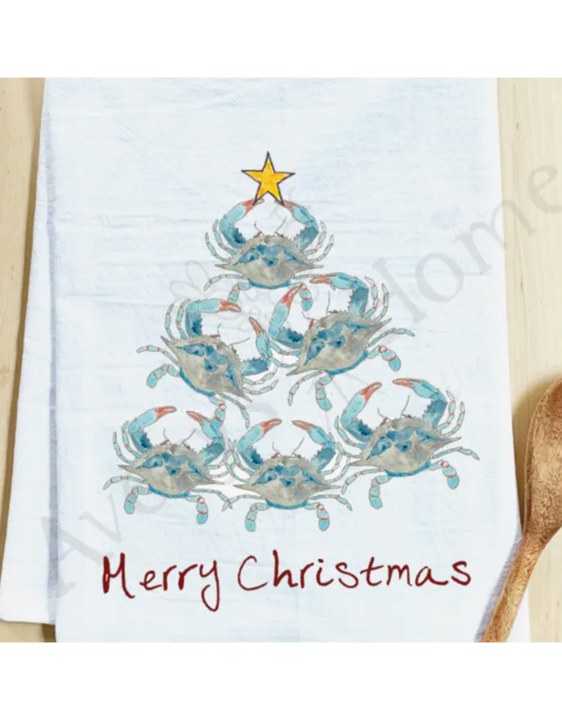 Holiday Dish Towel, Blue Crab Xmas Tree