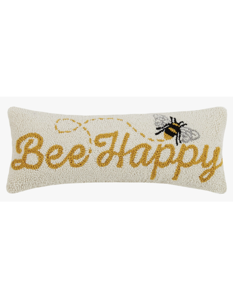 Bee Happy Hooked Pillow, 20x8