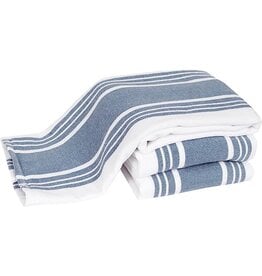 John Ritzenthaler All Clad Striped Reversible Kitchen Towel, Flat & Terry, Indigo Blue