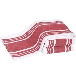 John Ritzenthaler All Clad Striped Reversible Kitchen Towel, Flat & Terry, Chili Red