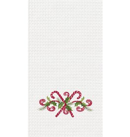 C and F Home Holiday Dish Towel, Candy Canes, waffle weave