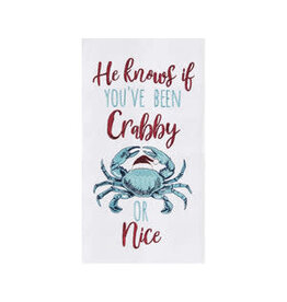 C and F Home Holiday Dish Towel, Crabby or Nice, floursack