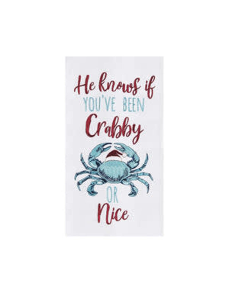 C and F Home Holiday Dish Towel, Crabby or Nice, floursack