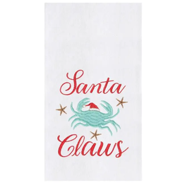 C and F Home Holiday Dish Towel, Santa Claws, Crab floursack