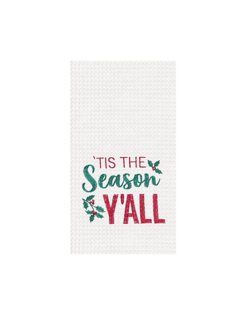 C and F Home Holiday Dish Towel, Tis The Season Y'All, waffle weave