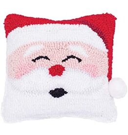 C and F Home Holiday Pillow, Happy Santa, hooked 8x8