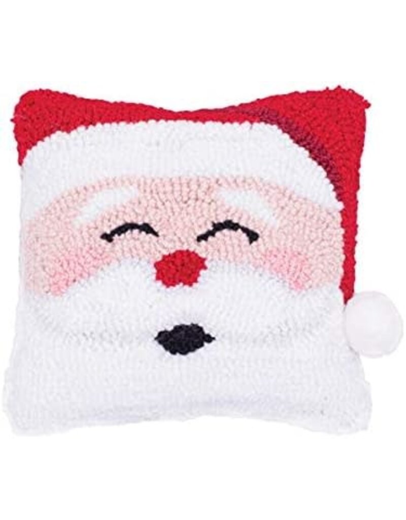 C and F Home Holiday Pillow, Happy Santa, hooked 8x8